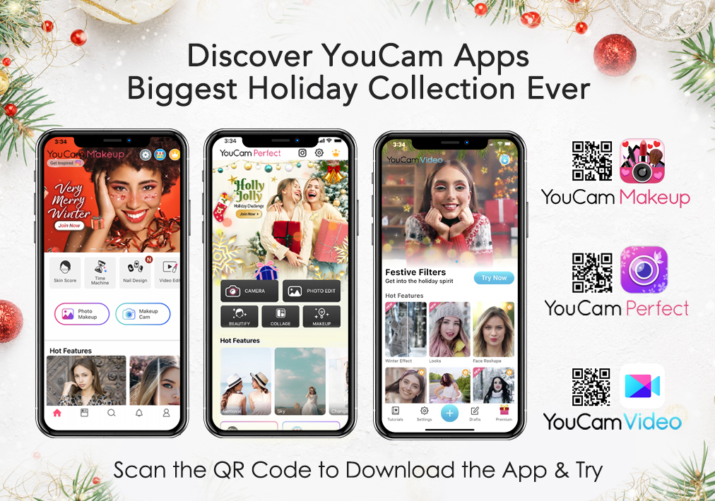 YouCam Apps Launch their Largest Holiday Collection Ever with Over 500 AR Interactive Virtual Looks and Effects